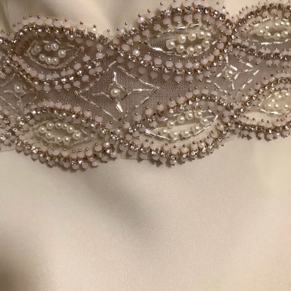 Stunning Cameron Blake long beaded gown Champagne - Picture 2 of 4